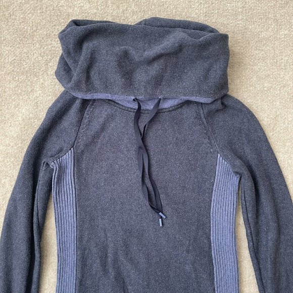 Eddie Bauer Sweater Womens Small Blue Two Tone Cowl Turtleneck Knit Pullover Top - Picture 2 of 8